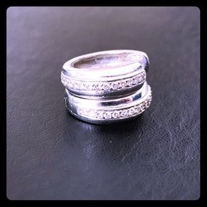 Small diamond and 18k white gold huggy earrings